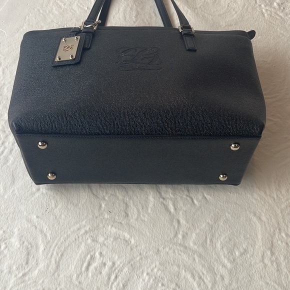 Louis Quatorze Black Leather Tote - Picture 4 of 7